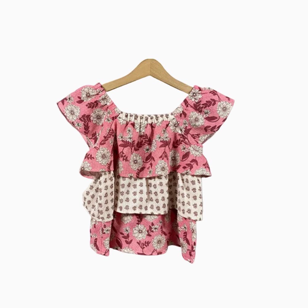 Mayoral top bambina a balze fantasia floreale - Abbigliamento bambini firmato | CDifferent Outlet