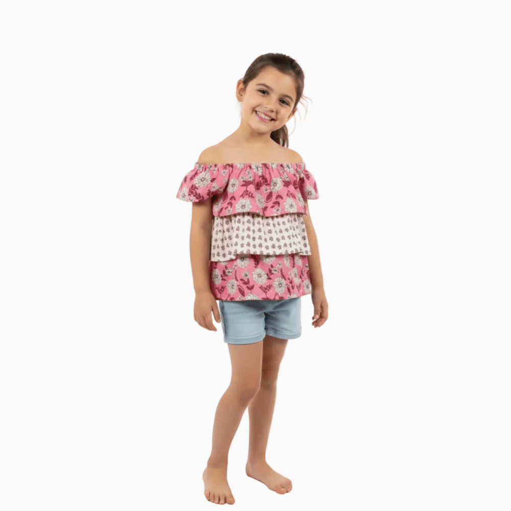 Mayoral top bambina a balze fantasia floreale - Abbigliamento bambini firmato | CDifferent Outlet