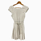 Mayoral vestito a righe bianco e beige bambina - Abbigliamento bambini firmato | CDifferent Outlet