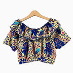 People top jungle print con scollo a barchetta e volant bambina - Abbigliamento bambini firmato | CDifferent Outlet