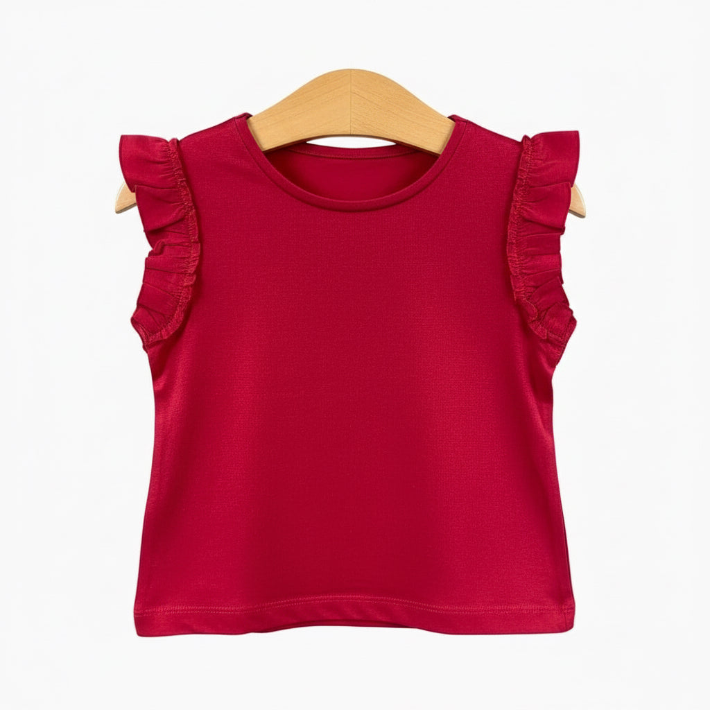 Mayoral t-shirt bambina bordeaux maniche a voulant - Abbigliamento bambini firmato | CDifferent Outlet