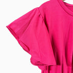 People crop top fucsia con maniche a volant e vita elasticizzata bambina - Abbigliamento bambini firmato | CDifferent Outlet