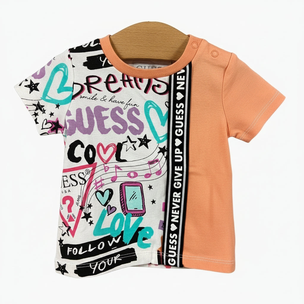 Guess t-shirt manica corta neonata fantasia