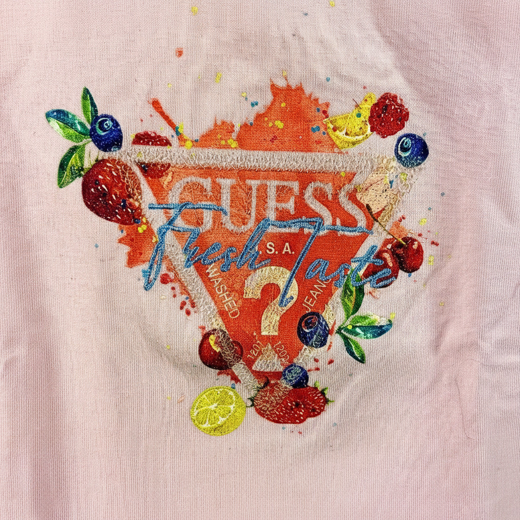 Guess t-shirt manica corta neonata rosa con frutta
