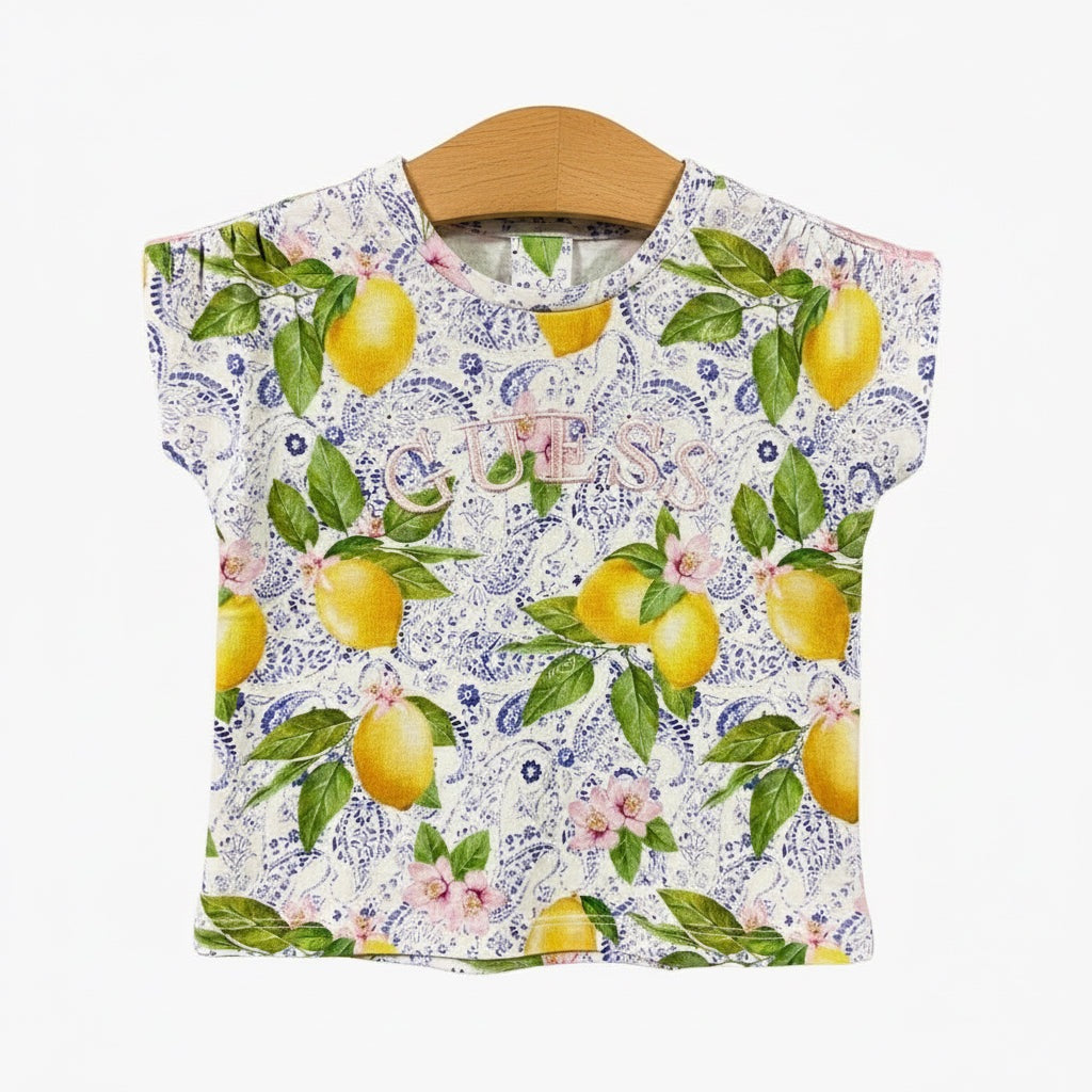 Guess t-shirt manica corta neonata fantasia limoni - Abbigliamento bambini firmato | CDifferent Outlet