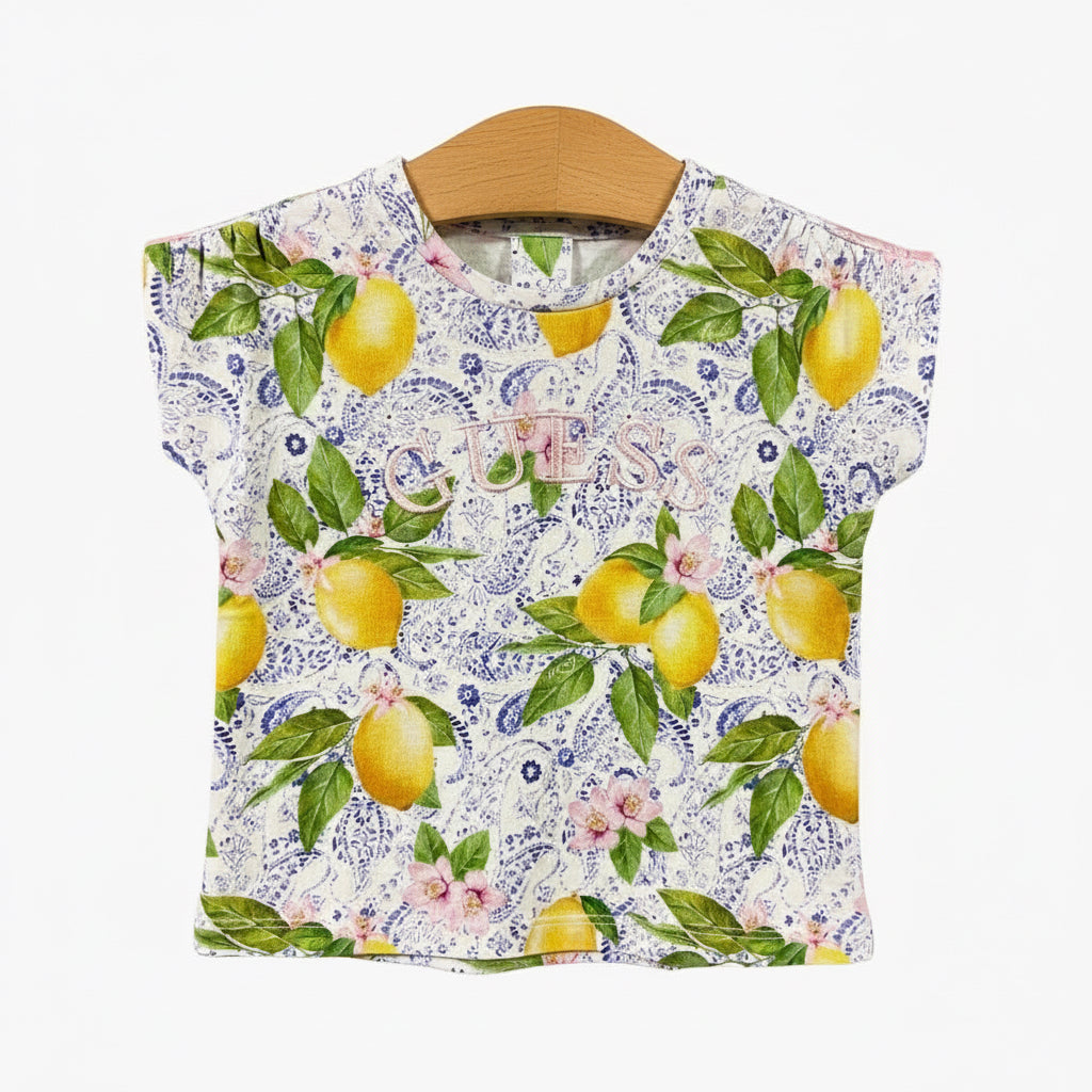 Guess t-shirt manica corta neonata fantasia limoni