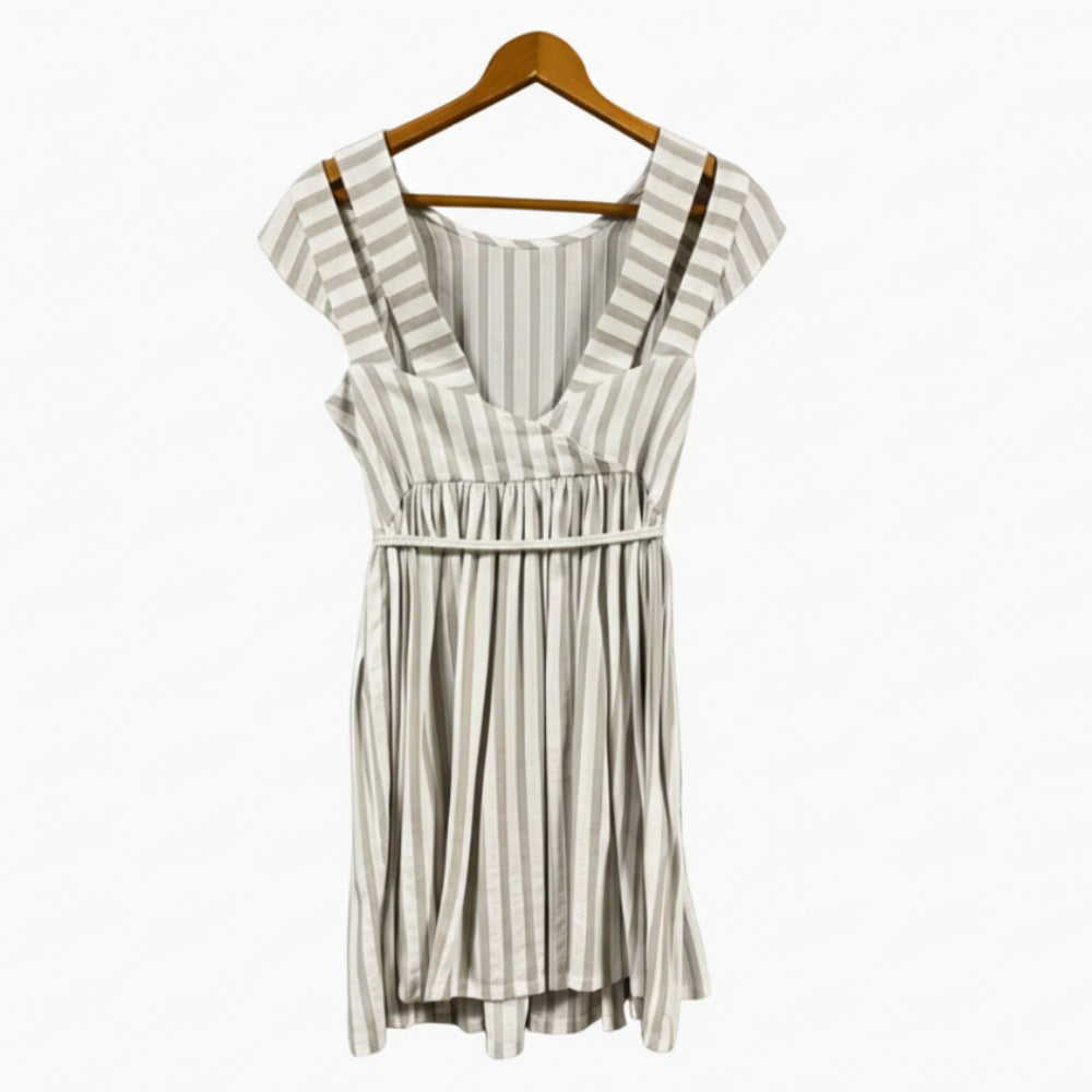 Mayoral vestito a righe bianco e beige bambina - Abbigliamento bambini firmato | CDifferent Outlet