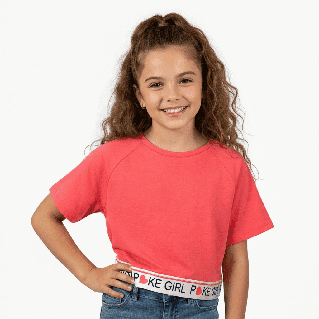 Sarabanda maglia crop bambina rosa poke girl