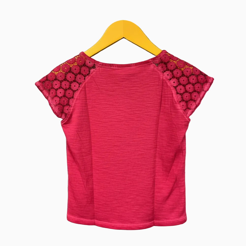 Boboli t-shirt manica corta in pizzo fucsia bambina - Abbigliamento bambini firmato | CDifferent Outlet