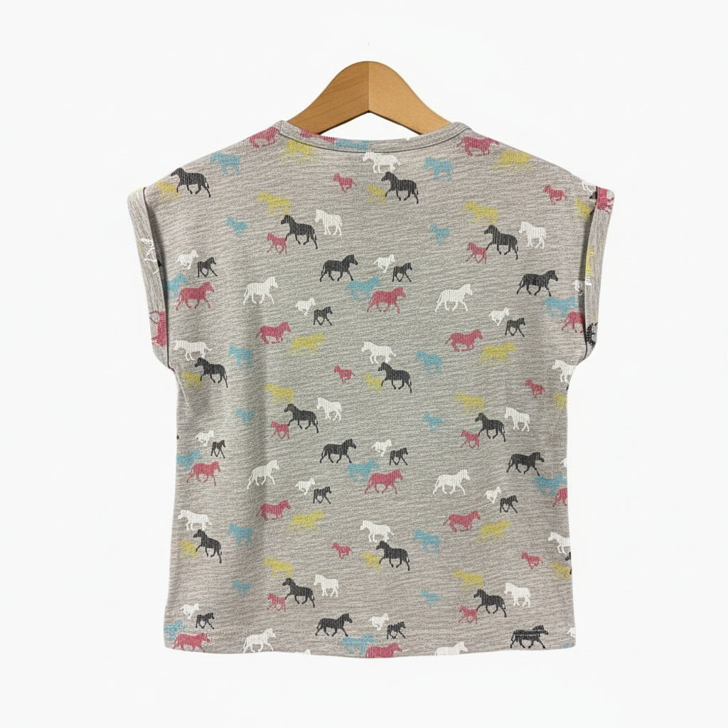 Esprit t-shirt manica corta bambina grigia con stampa cavalli