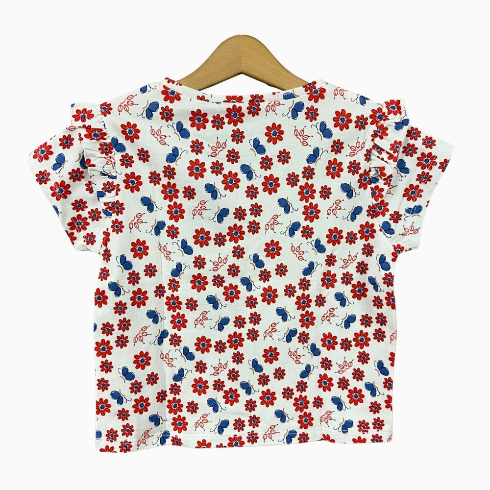 Sarabanda t-shirt manica corta bambina fiori e farfalle - Abbigliamento bambini firmato | CDifferent Outlet