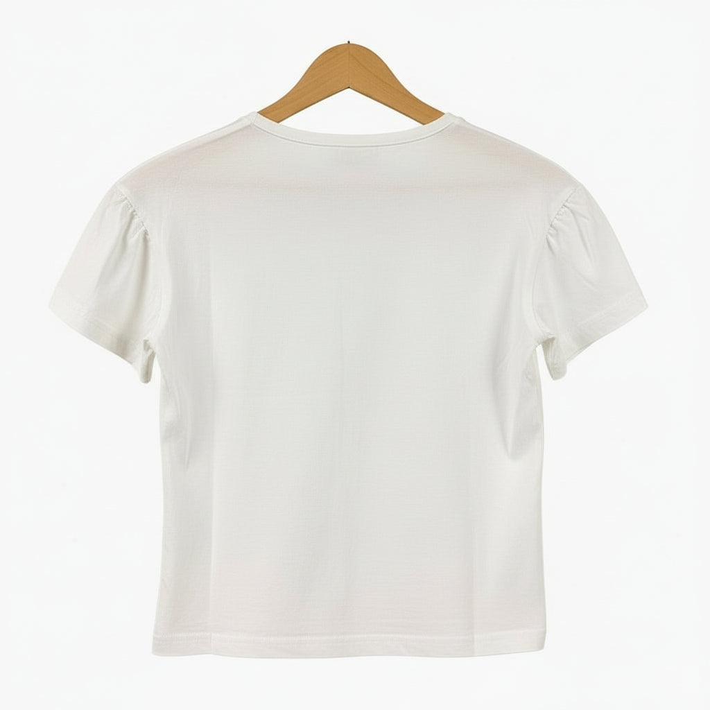 Ativo t-shirt manica corta bambina bianca con farfalla