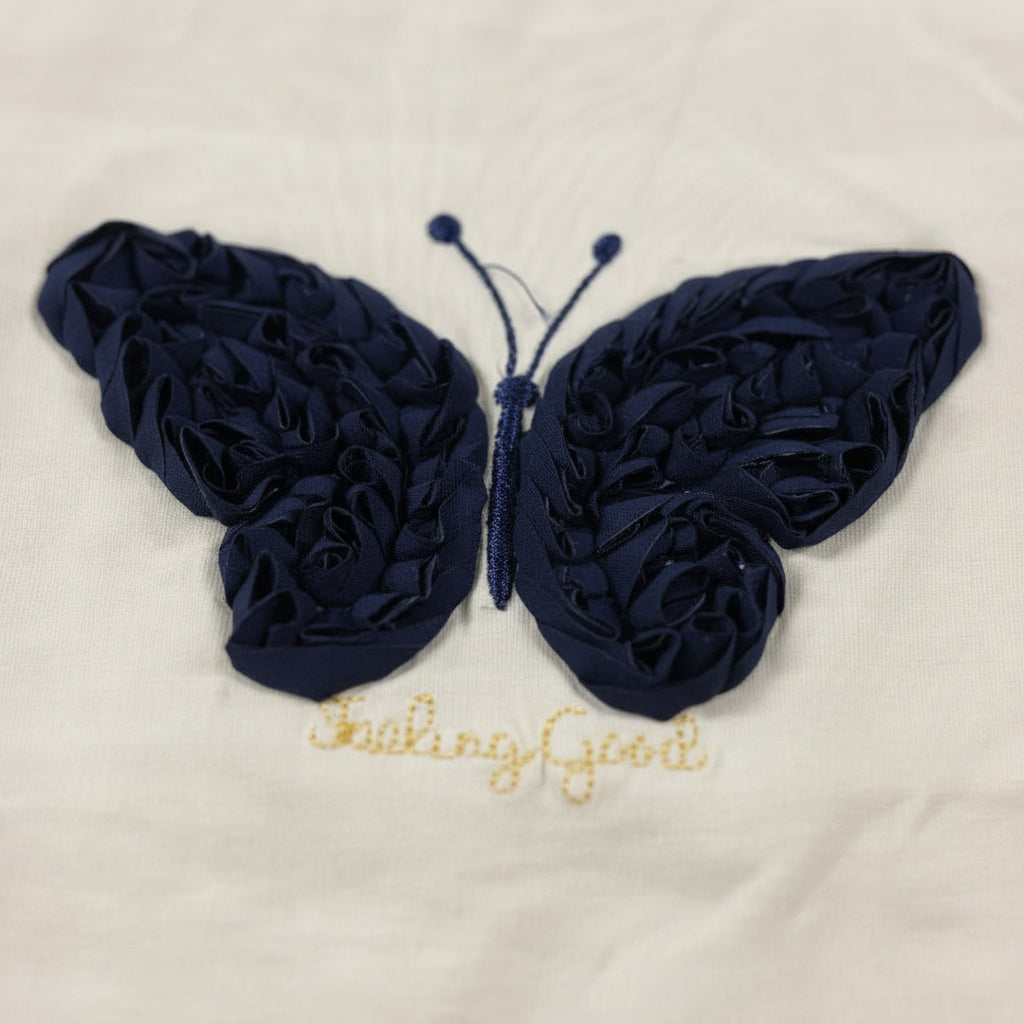 Ativo t-shirt manica corta bambina bianca con farfalla