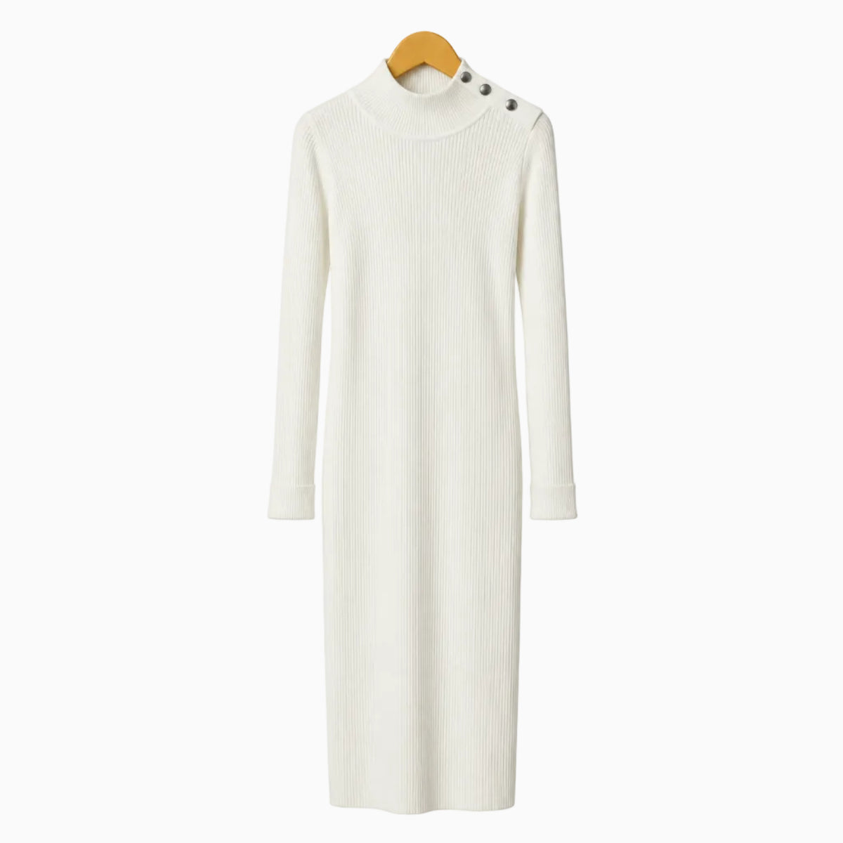 Y-Clù abito lungo in maglia bianco latte con collo alto e bottoni bambina | CDifferent Outlet