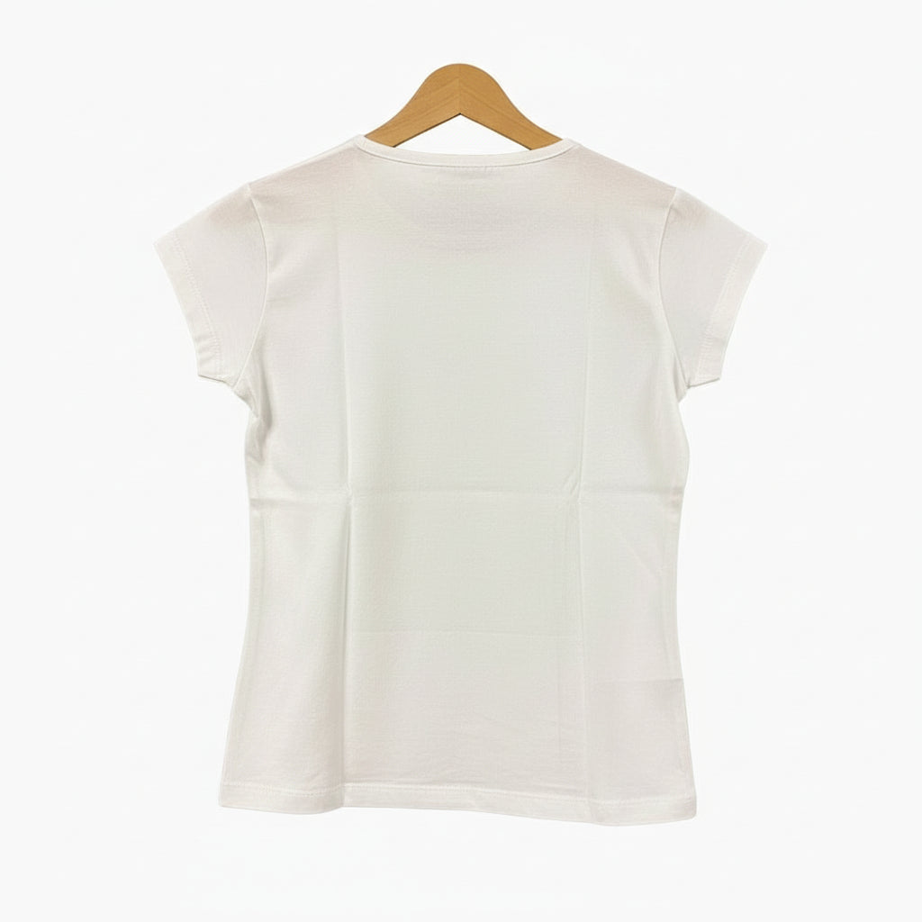 I Do t-shirt manica corta bambina bianca con strass