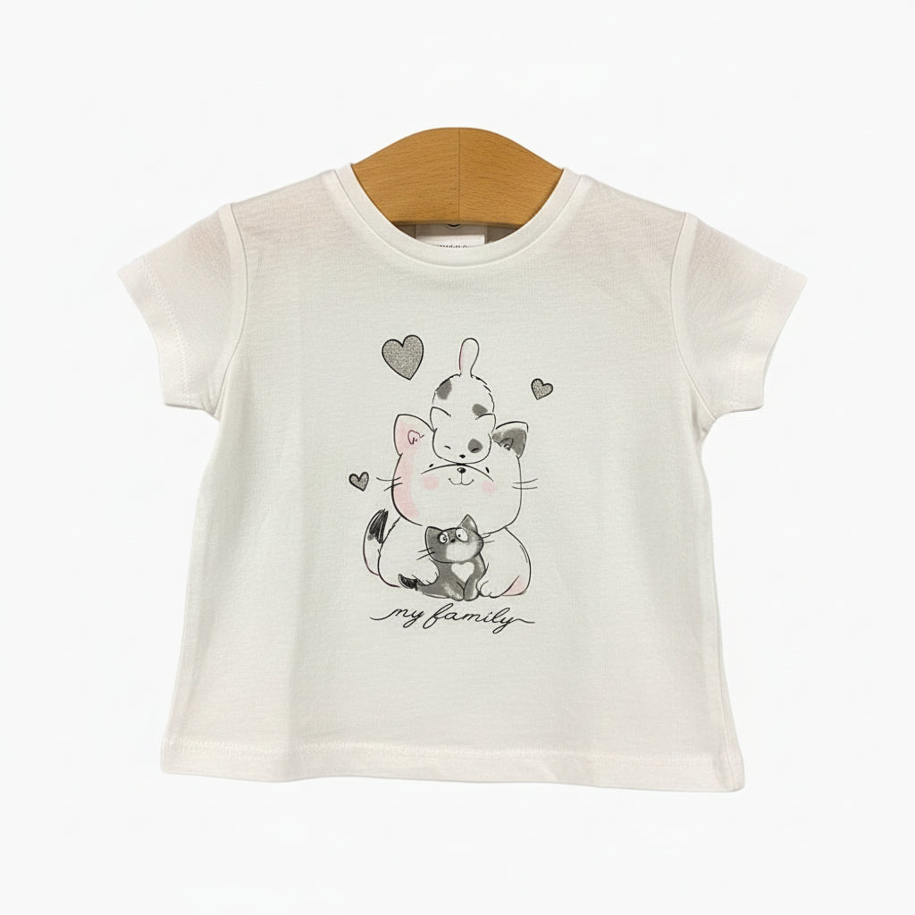 I Do t-shirt neonata manica corta bianca gatti
