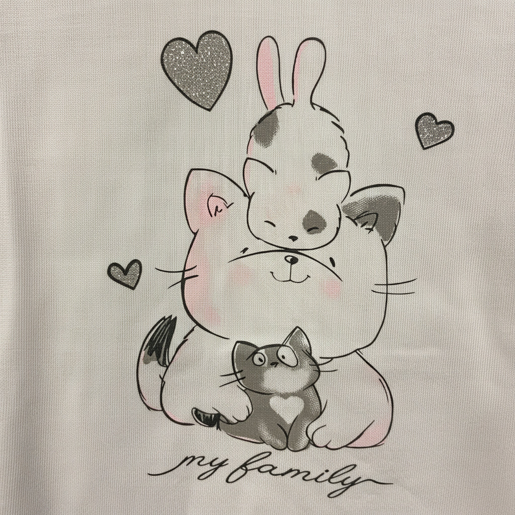 I Do t-shirt neonata manica corta bianca gatti