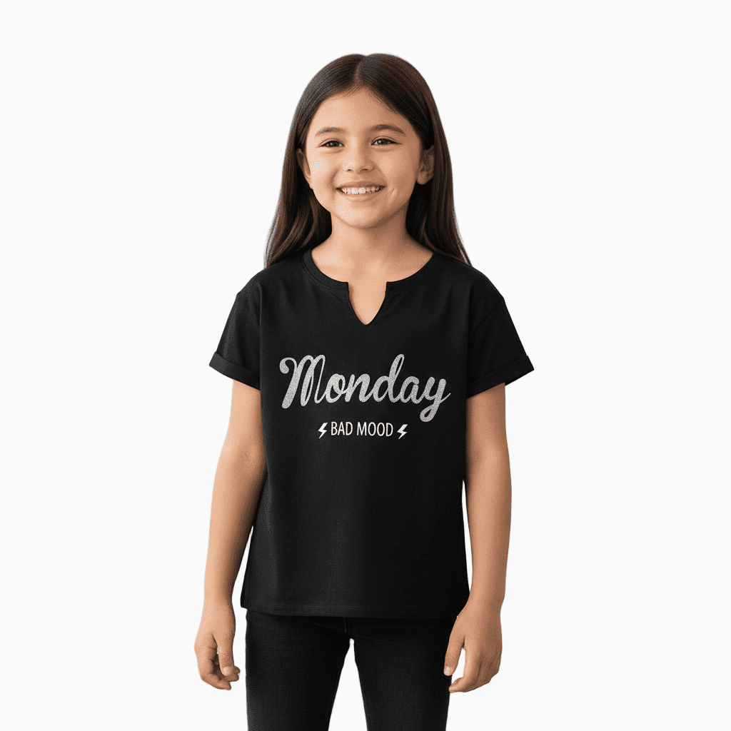 I Do t-shirt manica corta bambina nera monday - Abbigliamento bambini firmato | CDifferent Outlet