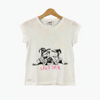 I Do t-shirt manica corta bambina bianca con cane