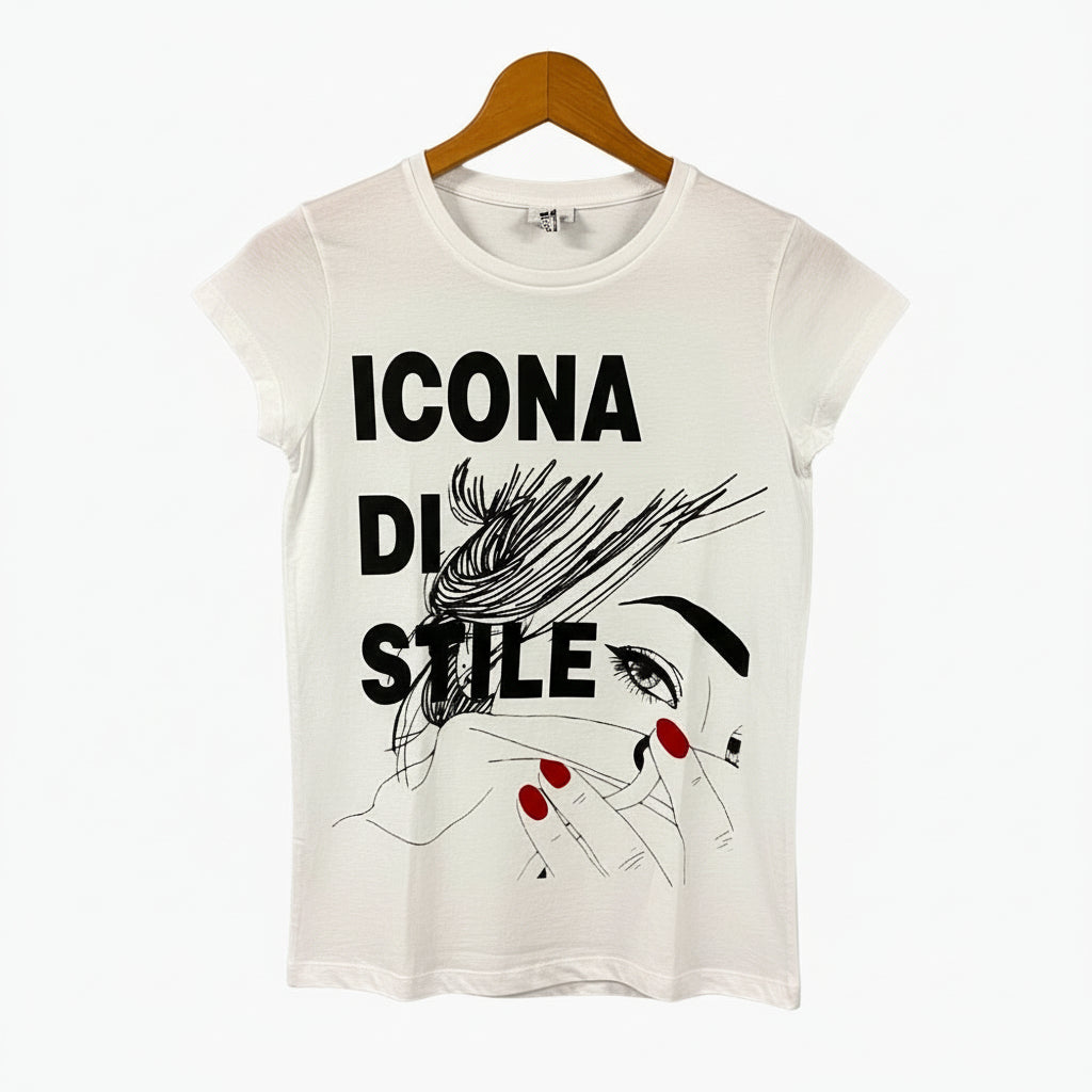 I Do t-shirt mezza manica bambina con stampa di colore bianco
