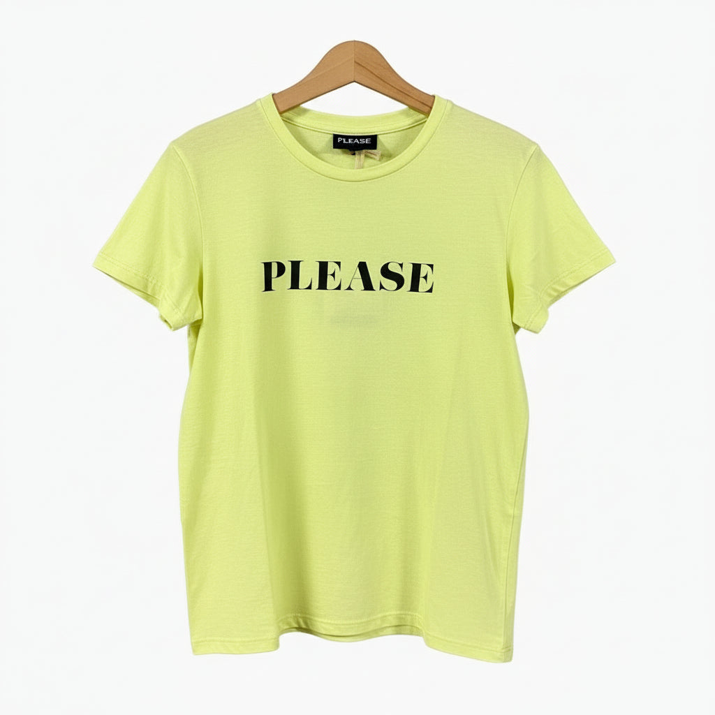 Please t-shirt manica corta bambina gialla
