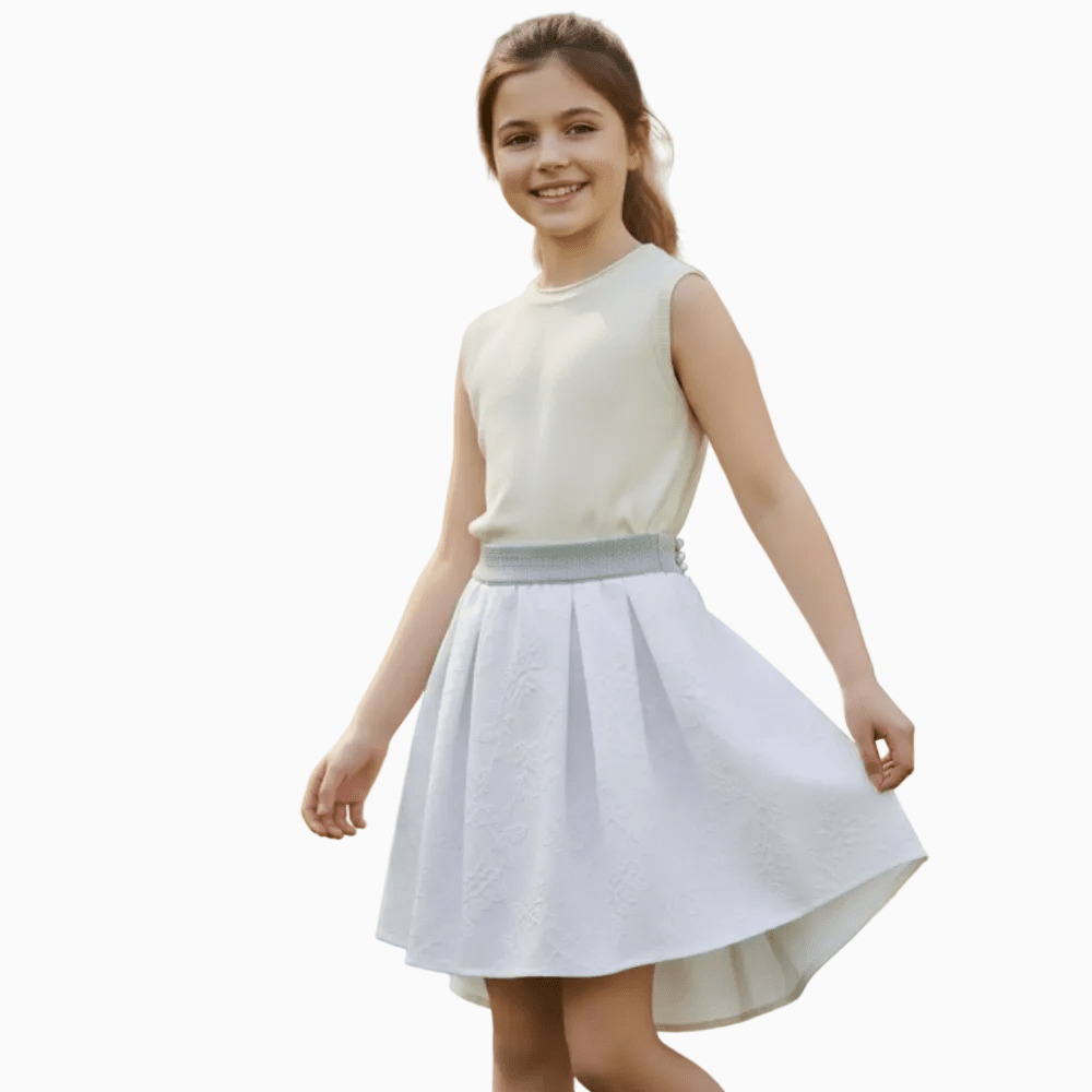 Please gonna bambina bianca damascata - Abbigliamento bambini firmato | CDifferent Outlet