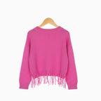 Alice Pi maglia fuxia con orlo a frange bambina