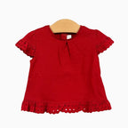 Mayoral t-shirt manica corta neonata con pizzo sangallo rossa - Abbigliamento bambini firmato | CDifferent Outlet
