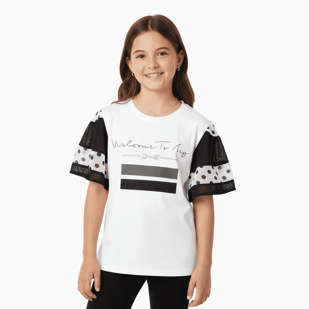 Y-Clù t-shirt manica corta in tulle bambina bianca e blu - Abbigliamento bambini firmato | CDifferent Outlet