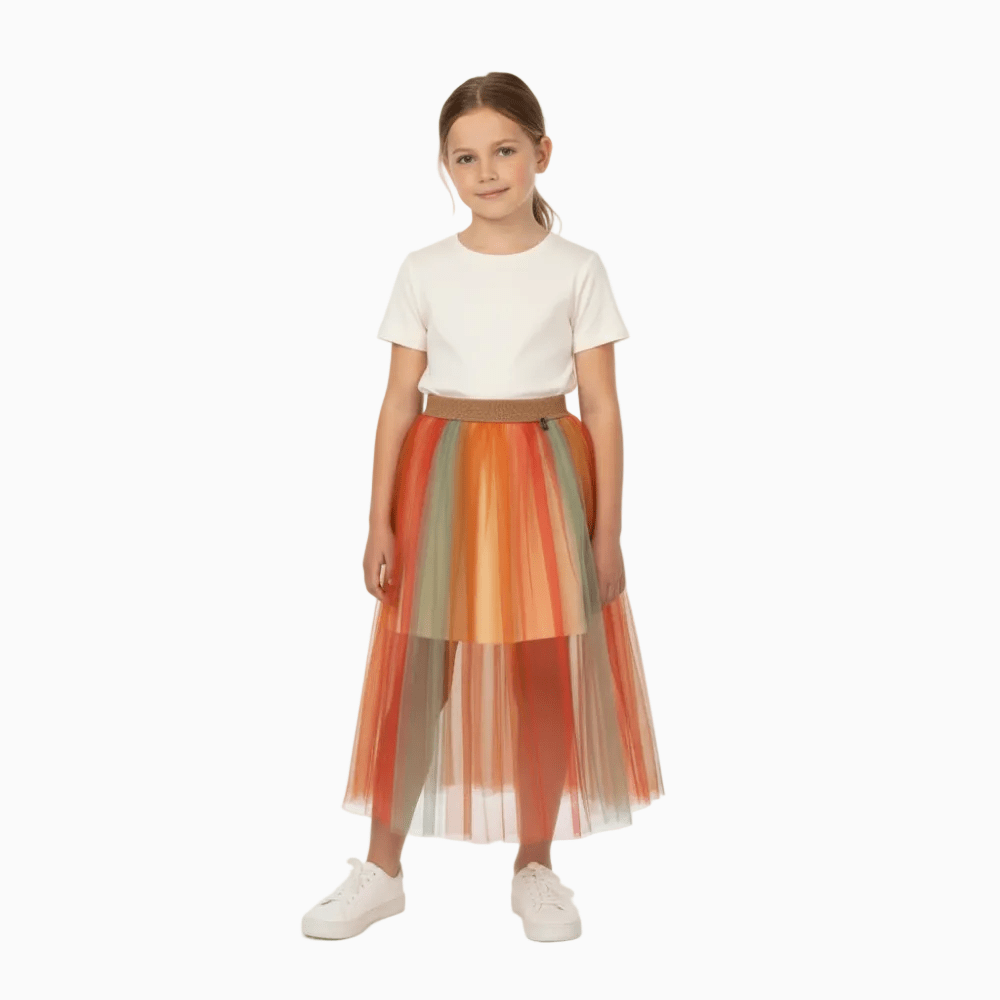 Alice Pi gonna tulle lunga bambina corallo - Abbigliamento bambini firmato | CDifferent Outlet
