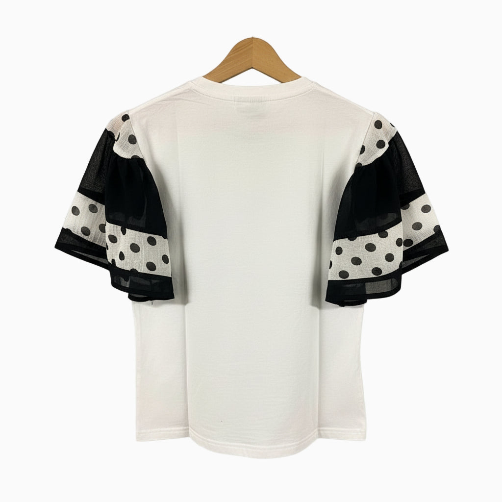 Y-Clù t-shirt manica corta in tulle bambina bianca e blu