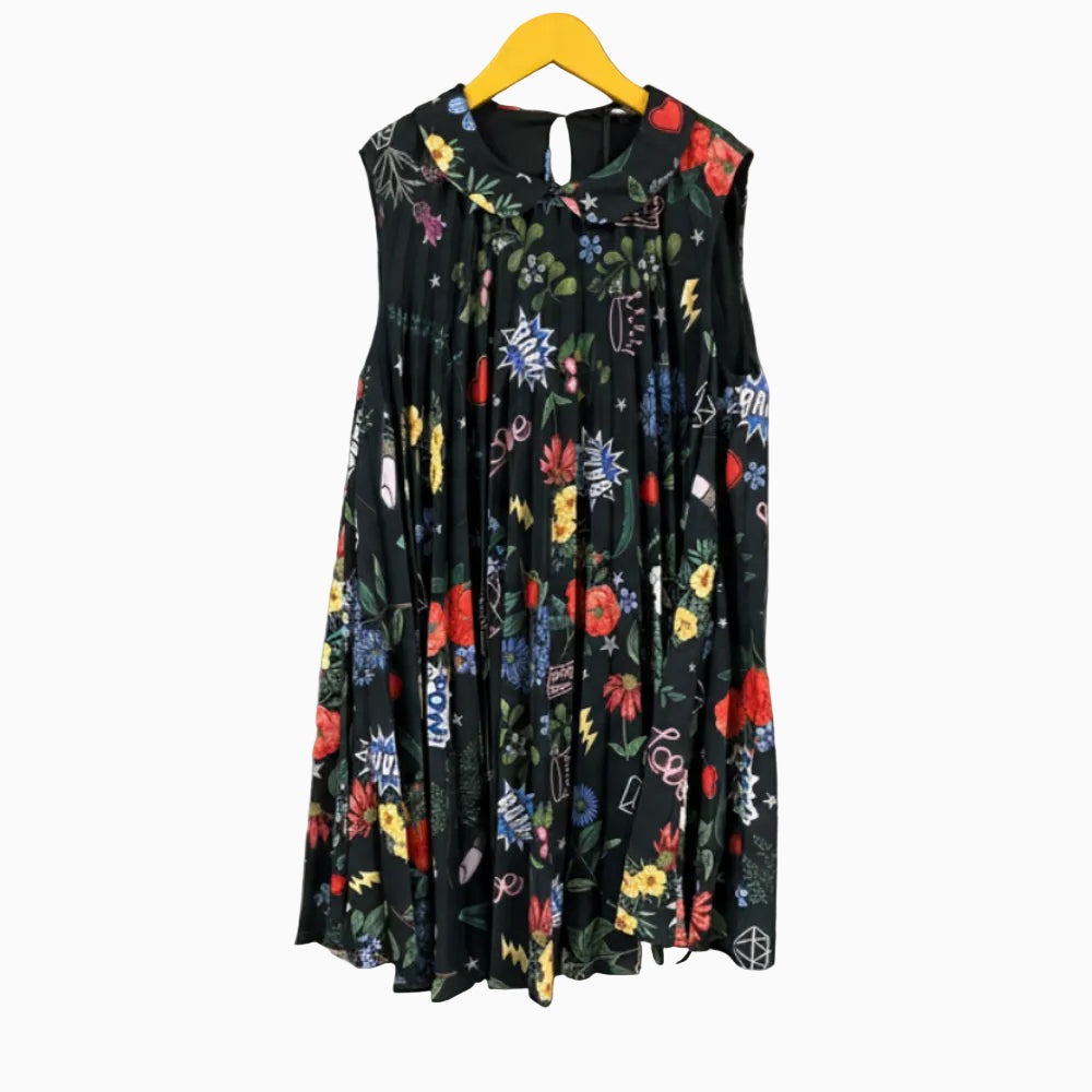 Monnalisa vestito plissettato bambina nero con fiori - Abbigliamento bambini firmato | CDifferent Outlet