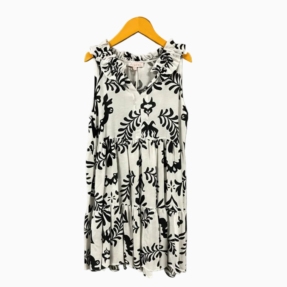 Please vestito bambina bianco e nero lino