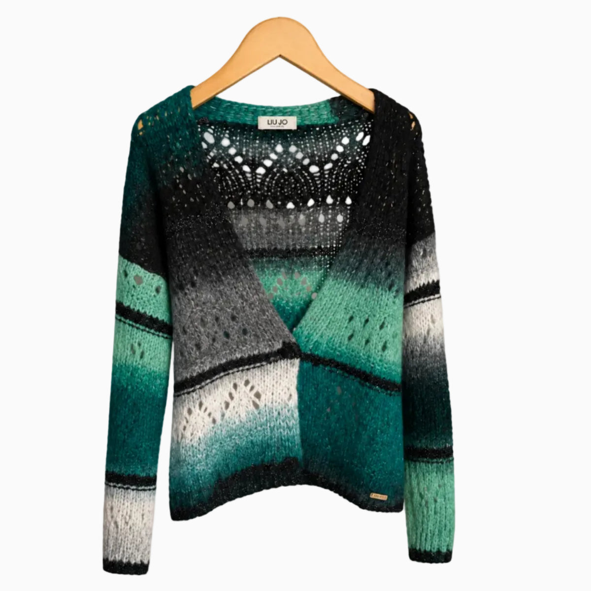 Liu Jo maglia aperta sfumata con motivo a trecce verde bambina | CDifferent Outlet