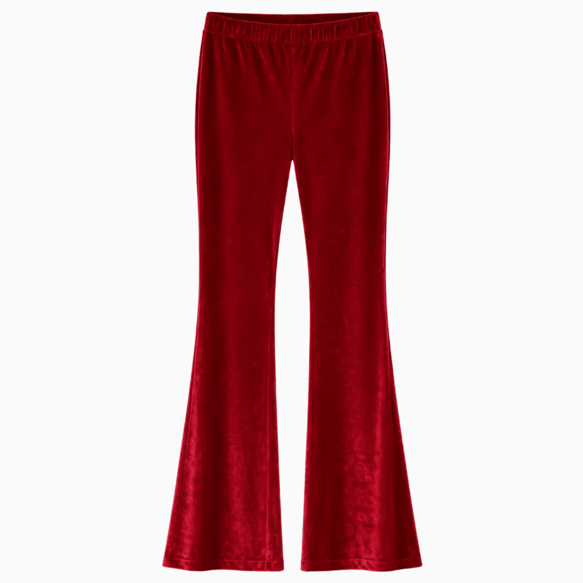 Vista frontale pantalone bambino velluto bordeaux taglio a zampa largo