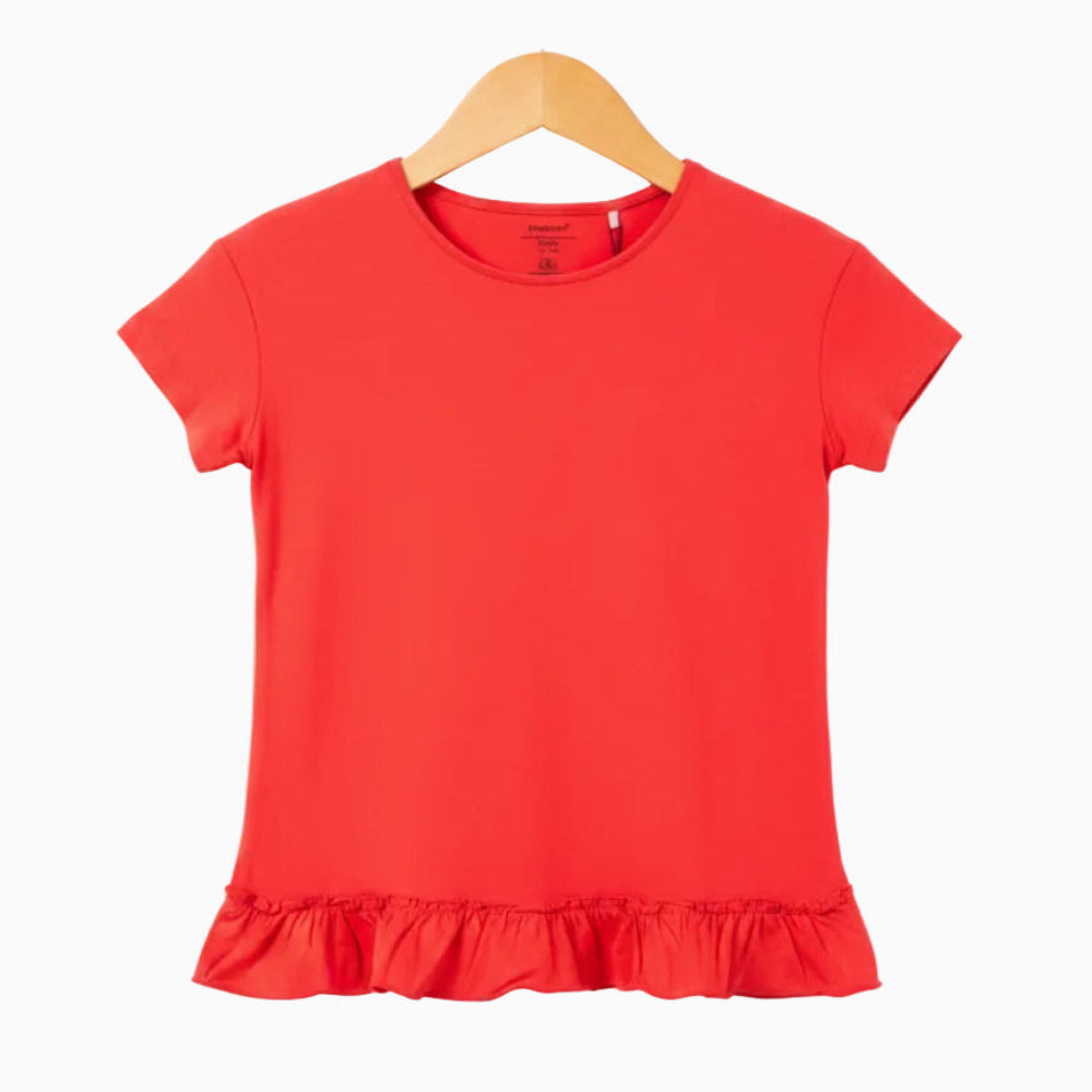 Name It t-shirt rosso con fondo a volant bambina