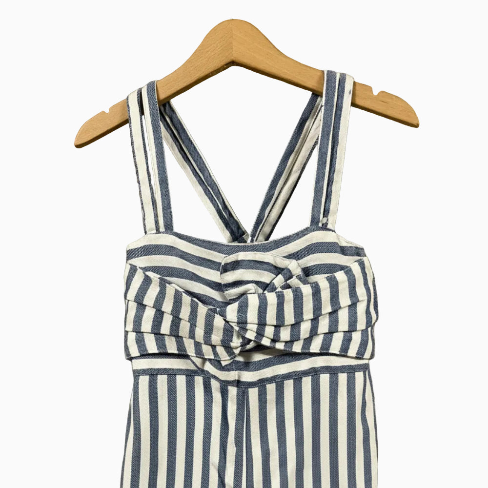 Mayoral tuta intera a righe bianche e blu con nodo bambina - Abbigliamento bambini firmato | CDifferent Outlet