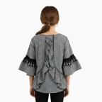 T-Love blusa a quadretti con balze, ricamo sangallo e dettaglio rouches posteriore bambina - Abbigliamento bambini firmato | CDifferent Outlet