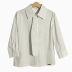 Alice Pi camicia avorio rigata nera con cravatta bambina