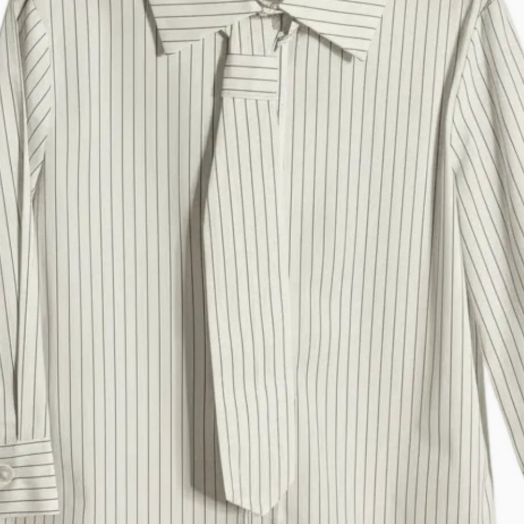 Alice Pi camicia avorio rigata nera con cravatta bambina