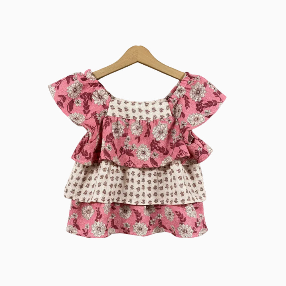 Mayoral top bambina a balze fantasia floreale - Abbigliamento bambini firmato | CDifferent Outlet