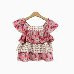 Mayoral top bambina a balze fantasia floreale