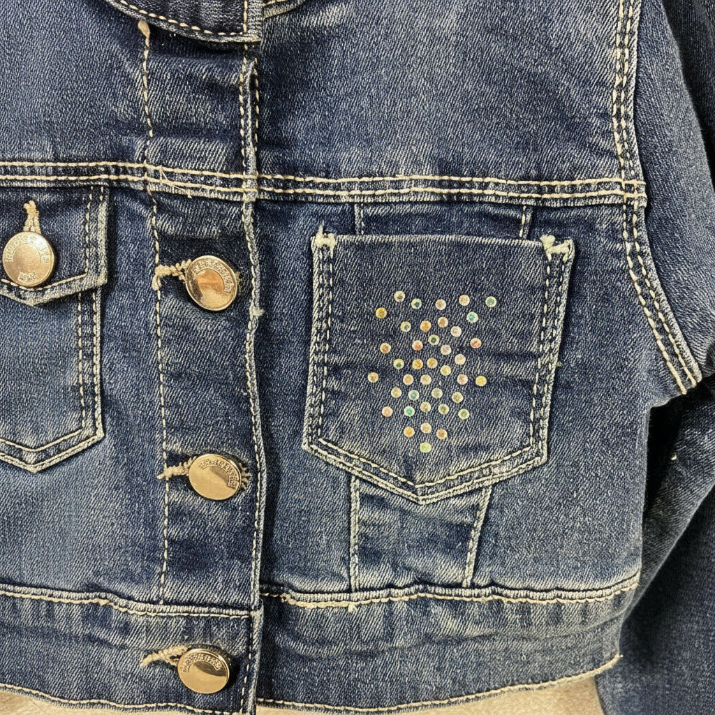 Sarabanda giacca blu jeans neonata con strass