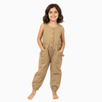 Mayoral tuta intera in cotone color cammello con fiocchi e bottoni frontali - Abbigliamento bambini firmato | CDifferent Outlet