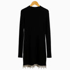 To Be Too Abito in Maglia Nero con Frange di Strass bambina