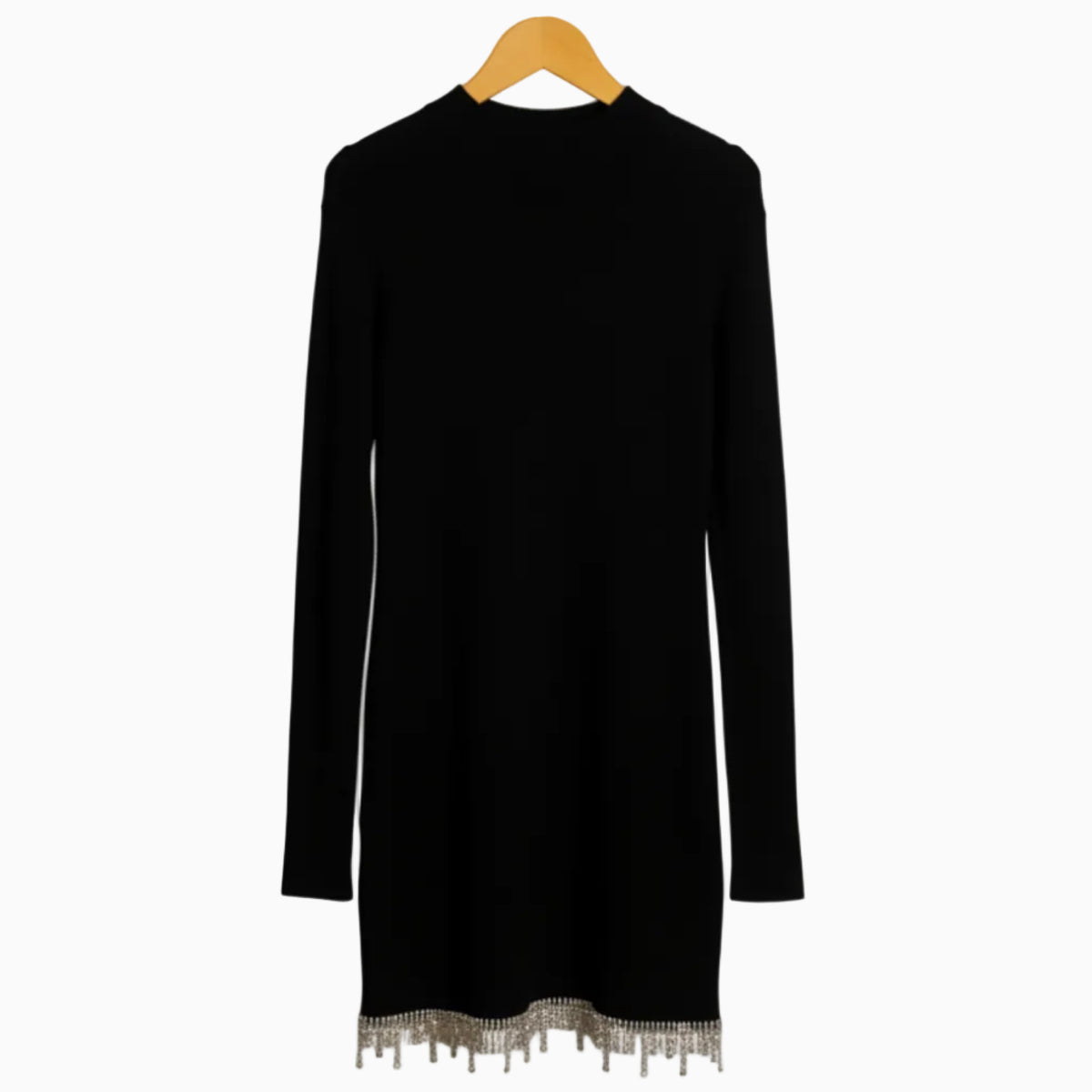 To Be Too Abito in Maglia Nero con Frange di Strass bambina