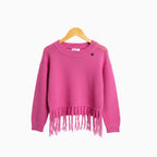 Alice Pi maglia fuxia con orlo a frange bambina