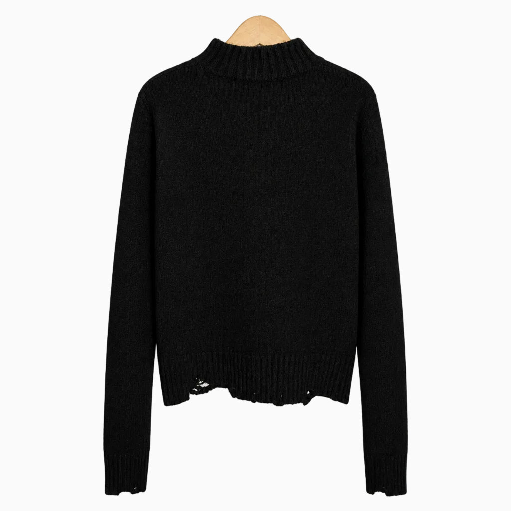 To Be Too maglia nera con collo alto e dettagli strappati bambina | CDifferent Outlet