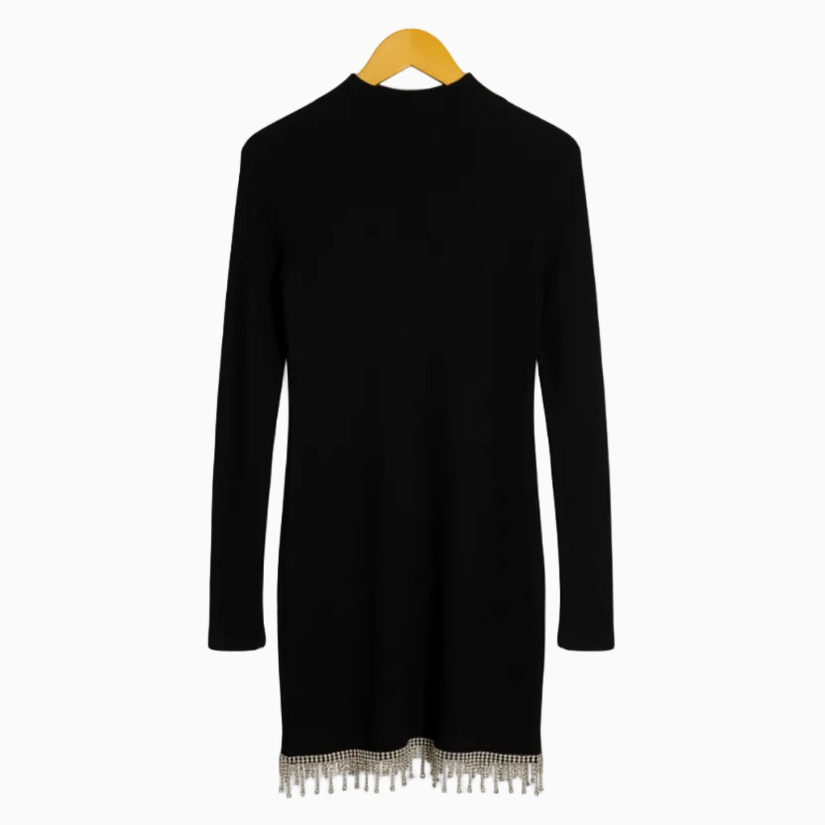 To Be Too Abito in Maglia Nero con Frange di Strass bambina