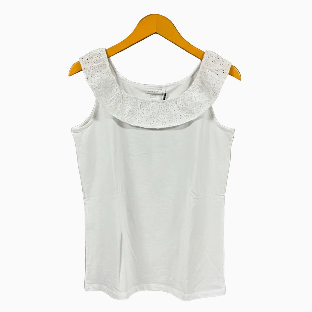 Name It top bianco con scollo in sangallo bambina